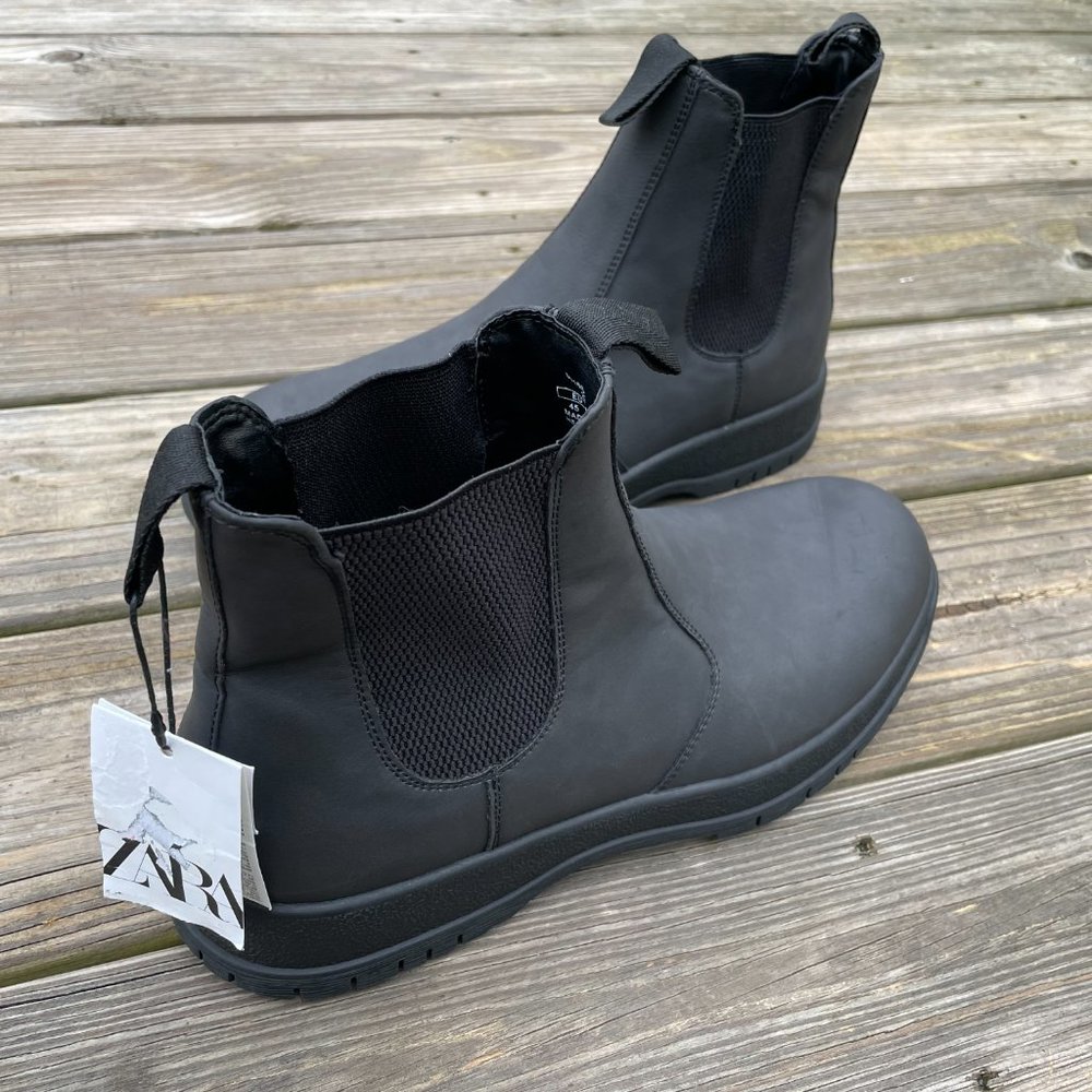 Zara Men Boot Shoes Black High Top Airfit Comfort - Picture 3 of 10